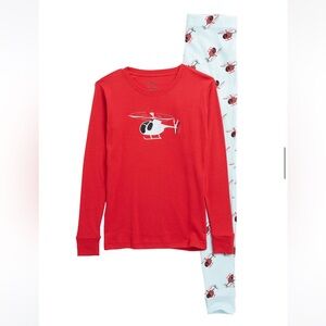 Leveret 2 piece pajama set red helicopter light blue size 18-24 months 🚁🩵❤️